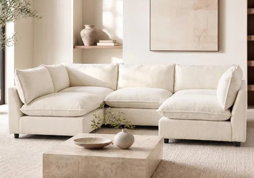 Vista 30 de Iroomy Oversized Modular Sectional Sofa, Chenille Cloud Couch, Deep Comfy Seat, 4-Seater Sofas, Couches, Living Room, Beige