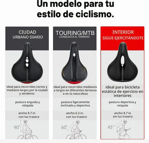 Vista 2 de DAWAY Asiento de bicicleta cómodo para hombres y mujeres - Asiento de bicicleta acolchado con espuma viscoelástica suave, repuesto de sillín