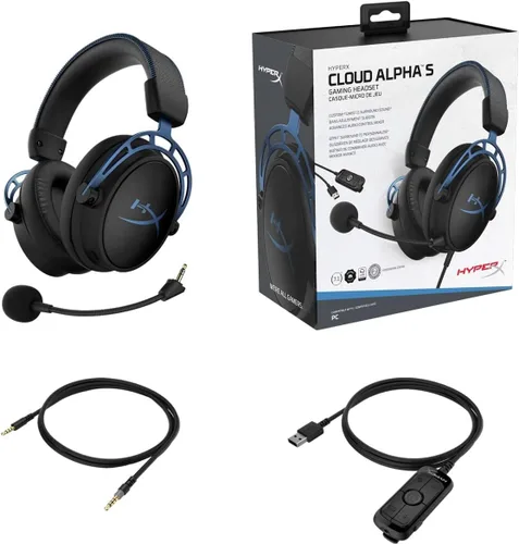 Vista 14 de HyperX Cloud Alpha S - Auriculares para juegos de PC, sonido envolvente 7.1, graves ajustables, controladores de doble cámara, mezclador de chat