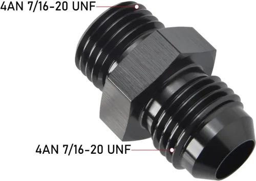 Vista 2 de 4AN macho a 4AN ORB con junta tórica Boss adaptador de riel de bomba de combustible de aluminio negro