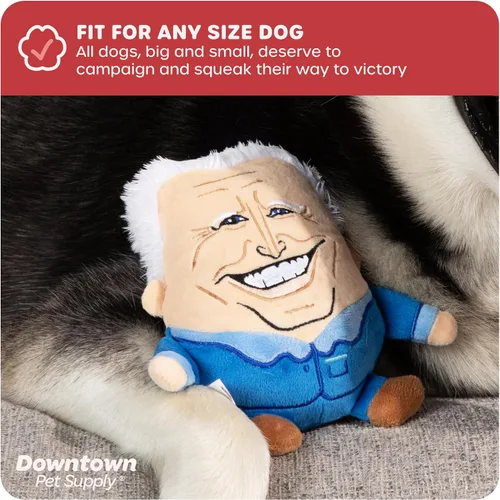 Vista 5 de Downtown Pet Supply Sleepy Joe - Juguete político para perros, parodia política novedosa, juguete masticable para perros con chirriador, diseño