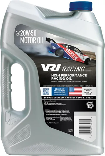 Vista 3 de Aceite de motor Valvoline VR1 SAE 20W-50 para carreras, 5 cuartos de galón, caja de 3