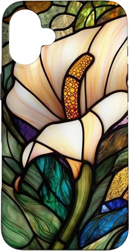 Vista 22 de iPhone 16 Calla Lily Stained Glass Case