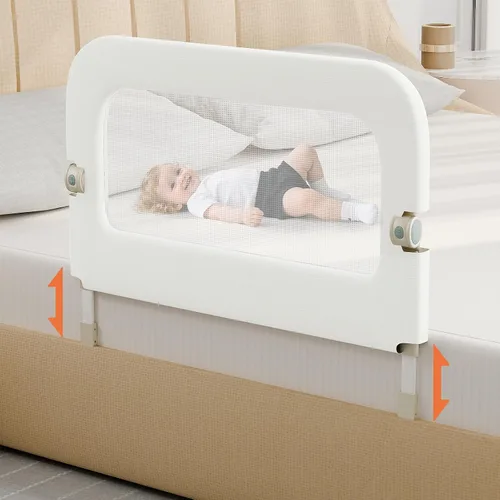 Vista 11 de omzer Riel de protección de cama para niños pequeños - Barandilla de seguridad para bebé de 32 pulgadas, plegable y con alturas ajustables