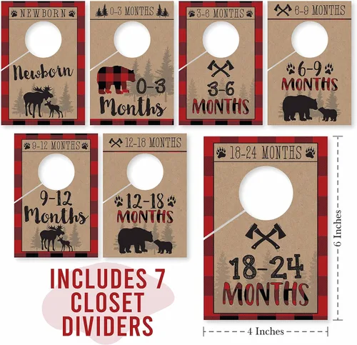 Vista 2 de Hadley Designs 7 Lumberjack - Organizador de armario para guardería, para ropa de niño, tamaño de edad, para niños, ropa infantil, regalo