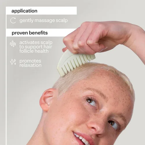 Vista 3 de Act+ Acre Herramienta de cuero cabelludo Gua Sha – Peine de mano de dientes anchos – Herramienta perfecta de masajeador de piedra natural – Estimula