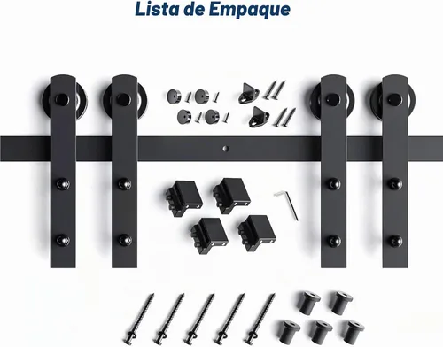 Vista 7 de EaseLife Kit de riel de puerta corredera de granero de 6 pies, polea recta, resistente, se desliza suavemente silenciosamente, fácil de instalar
