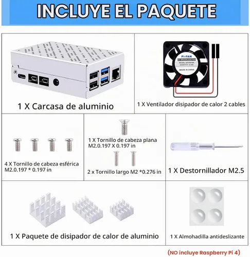Vista 8 de GeeekPi Funda para Raspberry Pi 4, carcasa de aluminio con ventilador de refrigeración y disipadores de calor para Raspberry Pi 4 Modelo B