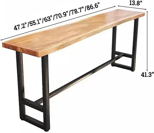 Vista 2 de Mesa de barra de madera maciza, moderna mesa de altura de barra con reposapiés, mesas rectangulares de pub alta de altura de mostrador, mesa