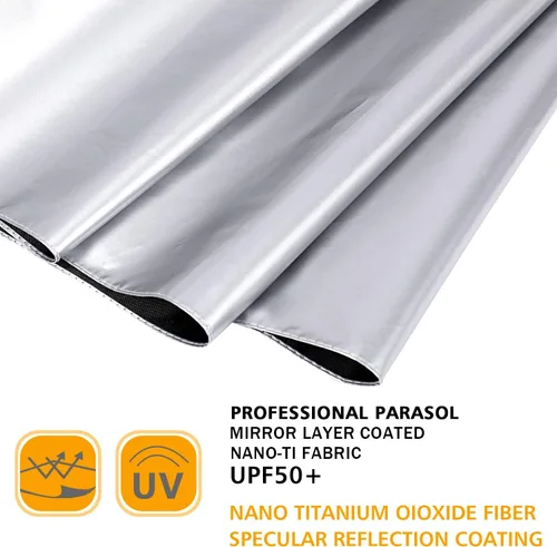Vista 7 de G4Free Paraguas de viaje con protección UV UPF 50+ de 42/46 pulgadas con Negro/Plateado