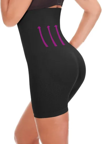 Vista 4 de XINSHIDE Bragas levantadoras de glúteos para mujer, pantalones cortos de cintura alta, control de abdomen, faja moldeadora adelgazante