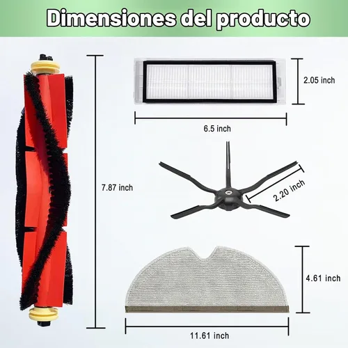 Vista 6 de Paquete de 13 piezas de repuesto compatibles con Roborock S6 Pure S6 E4 S4 Max S6 MaxV S5 S5 Max S4 E2 E3 E5 E20 E25 E35 Xiaomi Mijia Robot 1