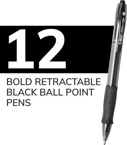 Vista 3 de BIC Glide Bold - Bolígrafos negros de punta gruesa (0.063 in), suministros escolares para estudiantes y profesores, con agarre completo, paquete