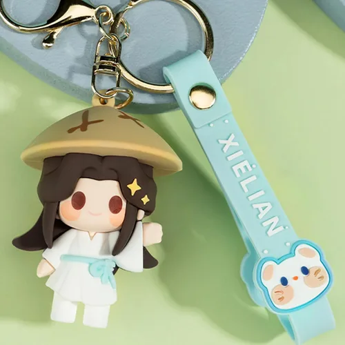 Vista 2 de CALEMBOU Llavero de anime, 2.4 pulgadas, lindo llavero de figura de Xie Lian Hua Cheng Chibi, mercancía china de Donghua Tian Guan Ci Fu