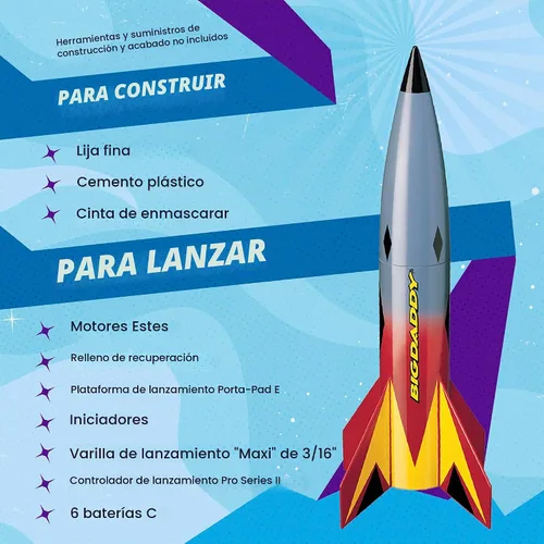 Vista 4 de Estes 2162 Big Daddy Kit de construcción de cohetes, kit avanzado de modelo de cohete volador para mayores de 10 años