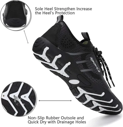 Vista 4 de WateLves - Zapatos de agua para hombres y mujeres, para natación, para la playa, la piscina, surfear, hacer yoga o aeróbics acuático, calcetines