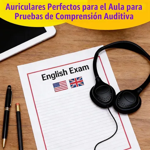 Vista 5 de Yunsailing Paquete de 10 auriculares con cable sobre la oreja a granel para estudiantes de aula escolar, diadema ajustable con conector de 0.138 in