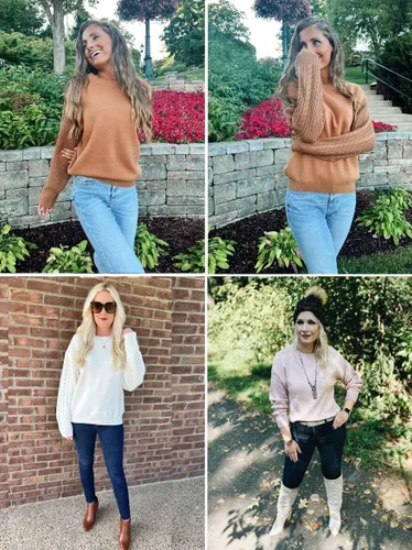Vista 7 de ZESICA Women's 2024 Fall Long Sleeve Crew Neck Solid Color Cable Knit Chunky Casual Oversized Pullover Sweater Tops