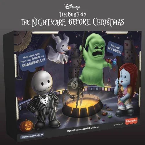 Vista 6 de Little People Collector Set de Edición Especial de Disney Tim Burton’s The Nightmare Before Christmas para Adultos y Fans, 4 Figuras en un Paquete