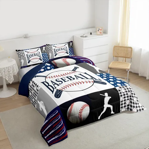 Vista 135 de Juego de ropa de cama de baloncesto para niños y adolescentes, juego de edredón deportivo para niños, tamaño matrimonial, suave, ligero, decoración