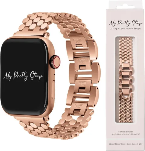 Vista 17 de Compatible Apple Watch Band Strap, Stainless Steel Fashion iWatch Replacement Strap- Easy Resizing, No Tool Needed, Fits Most Wrists- Series 1-11