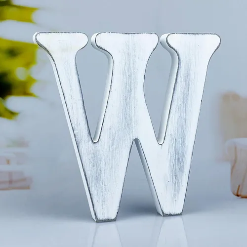 Vista 30 de Letras rústicas de madera blanca de 6 pulgadas, letras de madera sin terminar para decoración de pared, letras blancas retro de pie, decoración