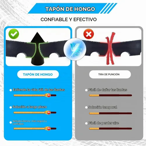 Vista 7 de Kit de tapones de neumáticos, pistola de tapón de neumáticos, kit de enchufe de neumáticos de hongo, kit de reparación de pistola de enchufe
