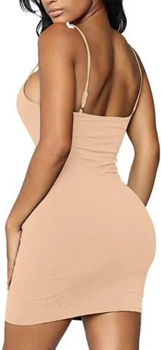 Vista 5 de LCNBA Sexy Spaghetti Strap Tank Dress Basic Backless Bodycon Club Party Mini Dress