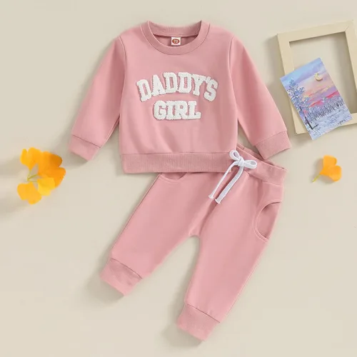 Vista 2 de FIOMVA Daddys - Conjunto de sudadera y pantalones deportivos para niña, ropa de bebé para otoño e invierno