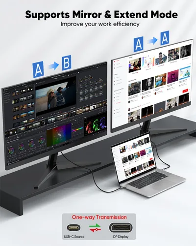 Vista 7 de Cable USB C a DisplayPort 1.4 de 1 pie, 8K a 60 Hz, cable corto USBC a DisplayPort 1.4 4K a 240 Hz compatible con Thunderbolt 5/4/3, MacBook