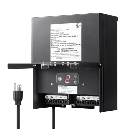 Vista 8 de DEWENWILS Transformador de Paisaje de Bajo Voltaje de 300W, Transformador Exterior Resistente a la Intemperie con Temporizador y Sensor