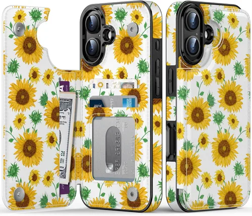 Vista 372 de LETO para iPhone 15 Pro Funda tipo cartera - Tapa tipo folio con patada - Diseños de moda - Tarjetero - Funda protectora para mujeres y niñas - 6.1