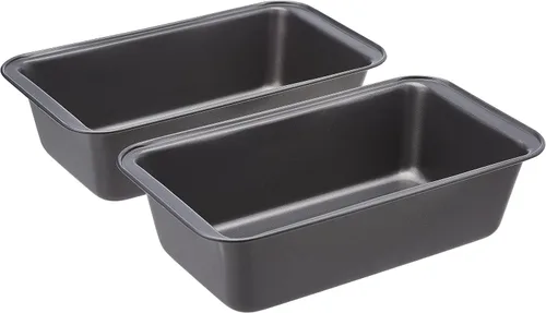 Vista 7 de Amazon Basics Molde rectangular antiadherente para hornear pastel de carne con distribución uniforme del calor, 9.5 x 5 pulgadas, gris, juego de 2