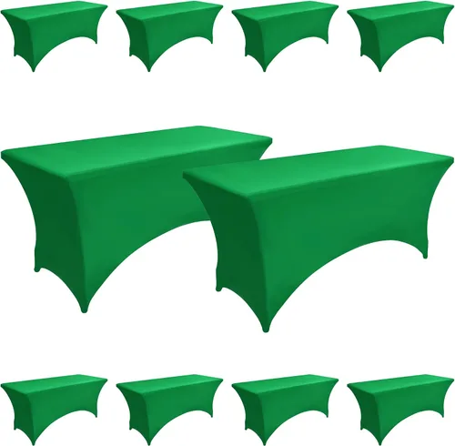 Vista 16 de Paquete de 2 Cubiertas de Mesa de Spandex de 4 pies para Mesas Plegables Rectangulares - Manteles Elásticos Ajustados Resistentes a las Arrugas