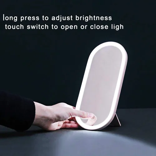 Vista 3 de Bolsa organizadora de maquillaje de viaje con espejo de luz LED, organizador de maquillaje, estuche de tren, organizador portátil de cosméticos