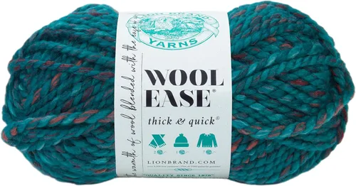 Vista 119 de Lion Brand Yarn - Ovillo de lana Wool-Ease Thick & Quick color fuerza aérea Super Bulky Wool Acrylic Blend Fiber for Soft Hats, Sweaters, Chunky