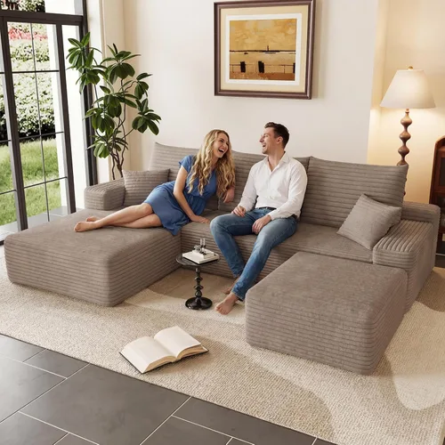 Vista 61 de Lakifun Sofá en Forma de L de 107" con Otomana, Seccional Modular Moderno Sofá Cómodo en Forma de U Nube, Asiento Profundo, Chaise Longue Cama