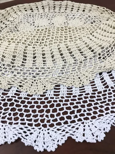 Vista 7 de Hetao Mantel redondo de ganchillo 100% algodón hecho a mano tapetes de encaje cubiertas de mesa, beige, 27 pulgadas