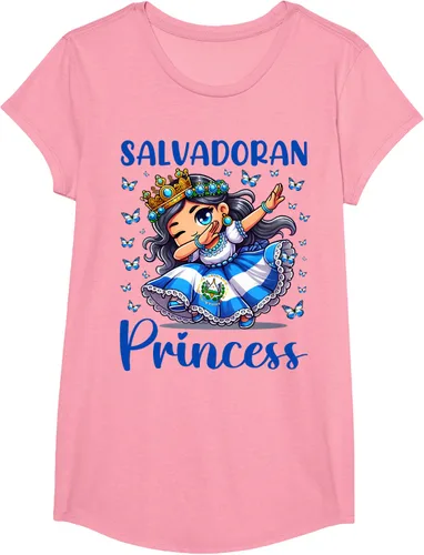Vista 34 de Camiseta de princesa salvadoreña dabbing para niñas y niños