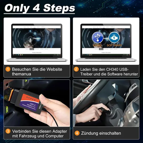 Vista 6 de Adaptador USB ELM327 OBD2 Escáner para Windows, herramienta de escaneo de diagnóstico ELMconfig FoCCCus con interruptor MS-Can/HS-Can para vehículos