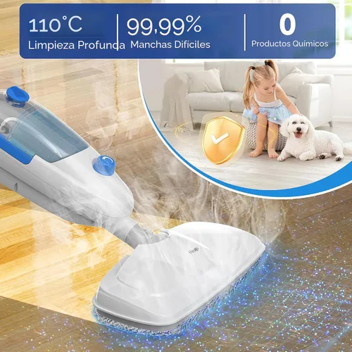 Vista 2 de Trapeador de vapor para limpieza de suelos de madera dura, limpiador de vapor ligero para vinilo, laminado, alfombra, suelos duros de azulejos