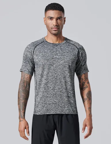 Vista 4 de Paquete de 5 camisetas de manga corta, con cuello redondo y de secado rápido para hombre, camisetas deportivas para correr, entrenar o ir al gimnasio