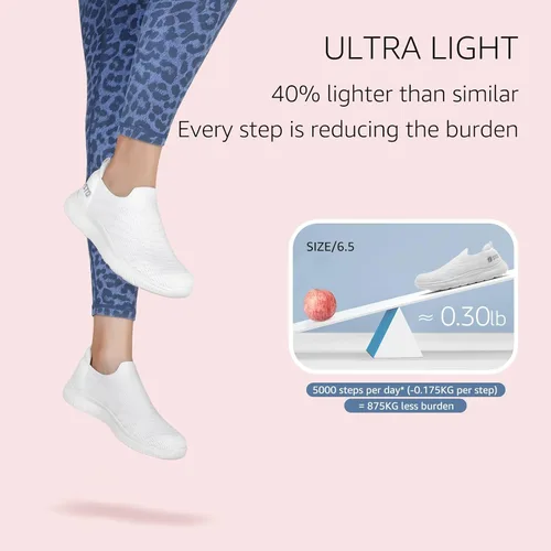 Vista 4 de STQ Zapatos para caminar para mujer, con soporte de arco, cómodos, ligeros, sin cordones, con espuma viscoelástica