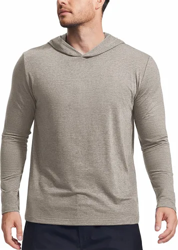 Vista 18 de PINSPARK Sudaderas ligeras con capucha tipo pullover para hombres, manga larga, sudadera con capucha para golf, gimnasio, entrenamiento, sudadera