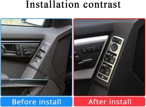 Vista 3 de Cubierta de botón de interruptor de elevación de ventana cromada ABS para Mercedes Benz SLK/GLK/G500/A/B/CLA/C W204/GLA/ML/E W212/GLE