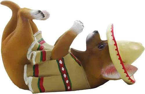 Vista 2 de South of The Border Chihuahua - Soporte para botella de vino, escultura para estatuas decorativas de bares mexicanos y del suroeste y decoración