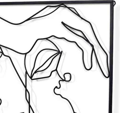 Vista 6 de Asense Arte de pared de metal para decoración de manos y líneas faciales, esculturas abstractas y modernas para colgar en la pared del hogar