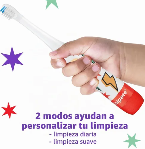 Vista 5 de Colgate Advanced Cavity Fighter - Cepillo de dientes con batería para niños, incluye batería AA y cabezal de cepillo de dientes extra, cuenta