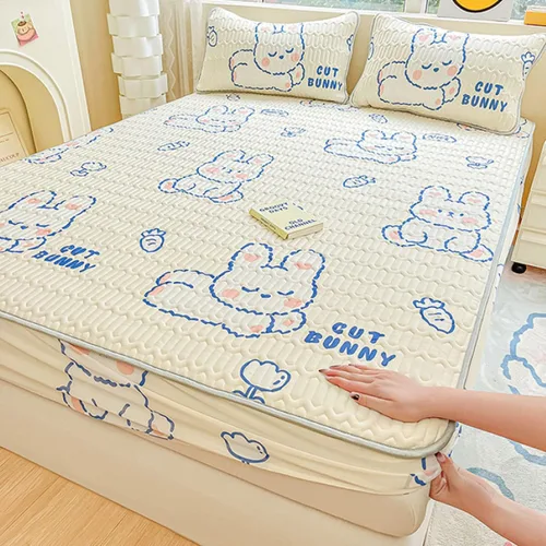 Vista 19 de FCLDESHOP Comfort Hotel - Sábana bajera ajustable de bolsillo profundo, juego de sábanas bajeras y fundas de almohada de seda de hielo de látex