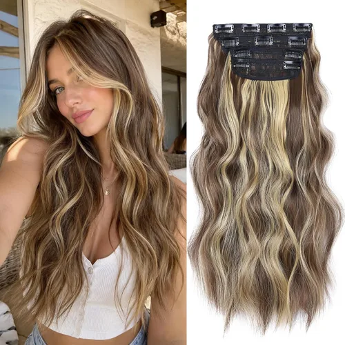Vista 24 de Extensiones de cabello lacio con clip, suaves y gruesas (20 pulgadas, 4 unidades, 16H613#)